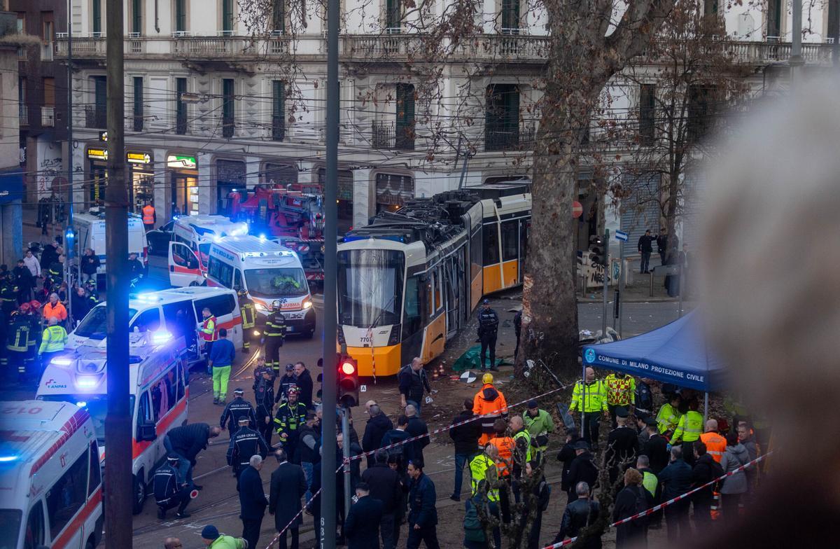 Accidente de tranvía en Milán.