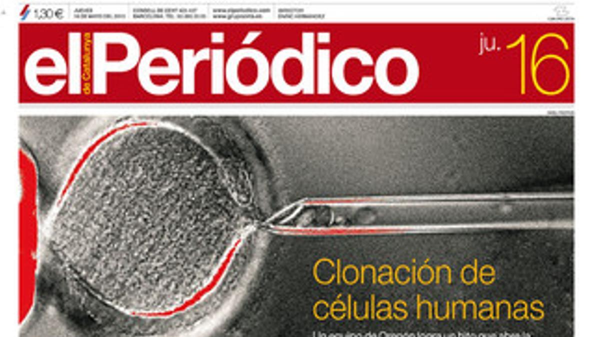 La portada de EL PERIÓDICO (16-5-2013).