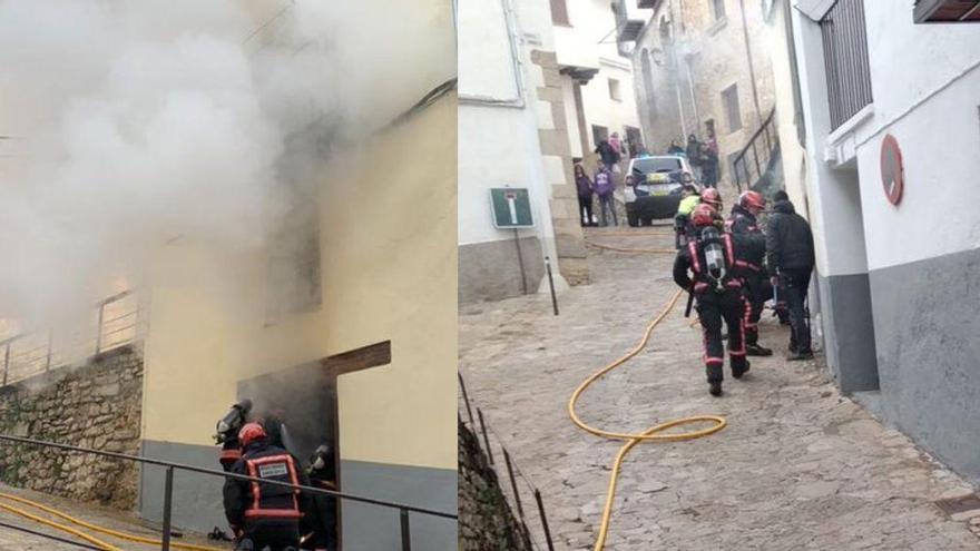 Los bomberos extinguen un incendio en una vivienda de Morella
