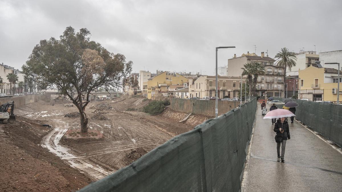 Lluvias en la Zona del barranco de Paiporta, en Valencia.