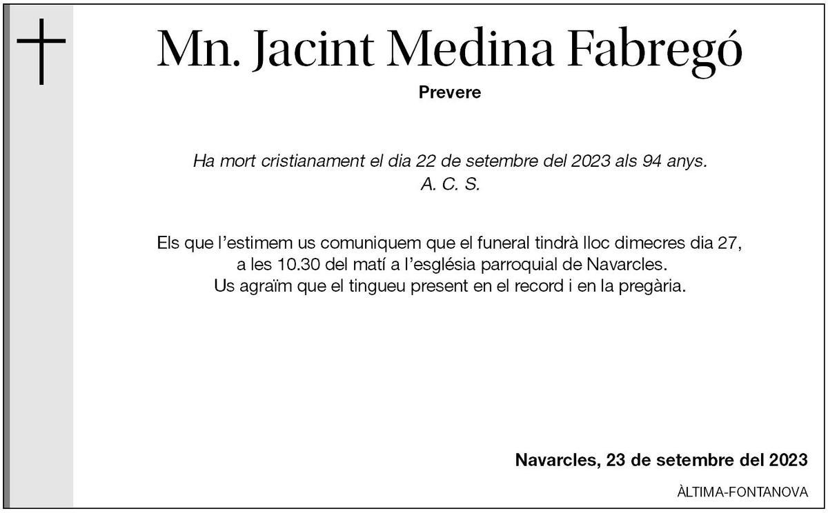 Mn Jacint Medina Fabregó