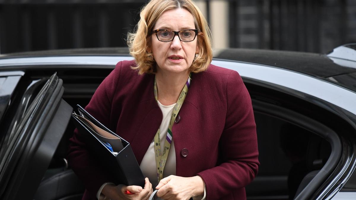 Amber Rudd, a su llegada a Downing Street, el pasado 24 de abril.