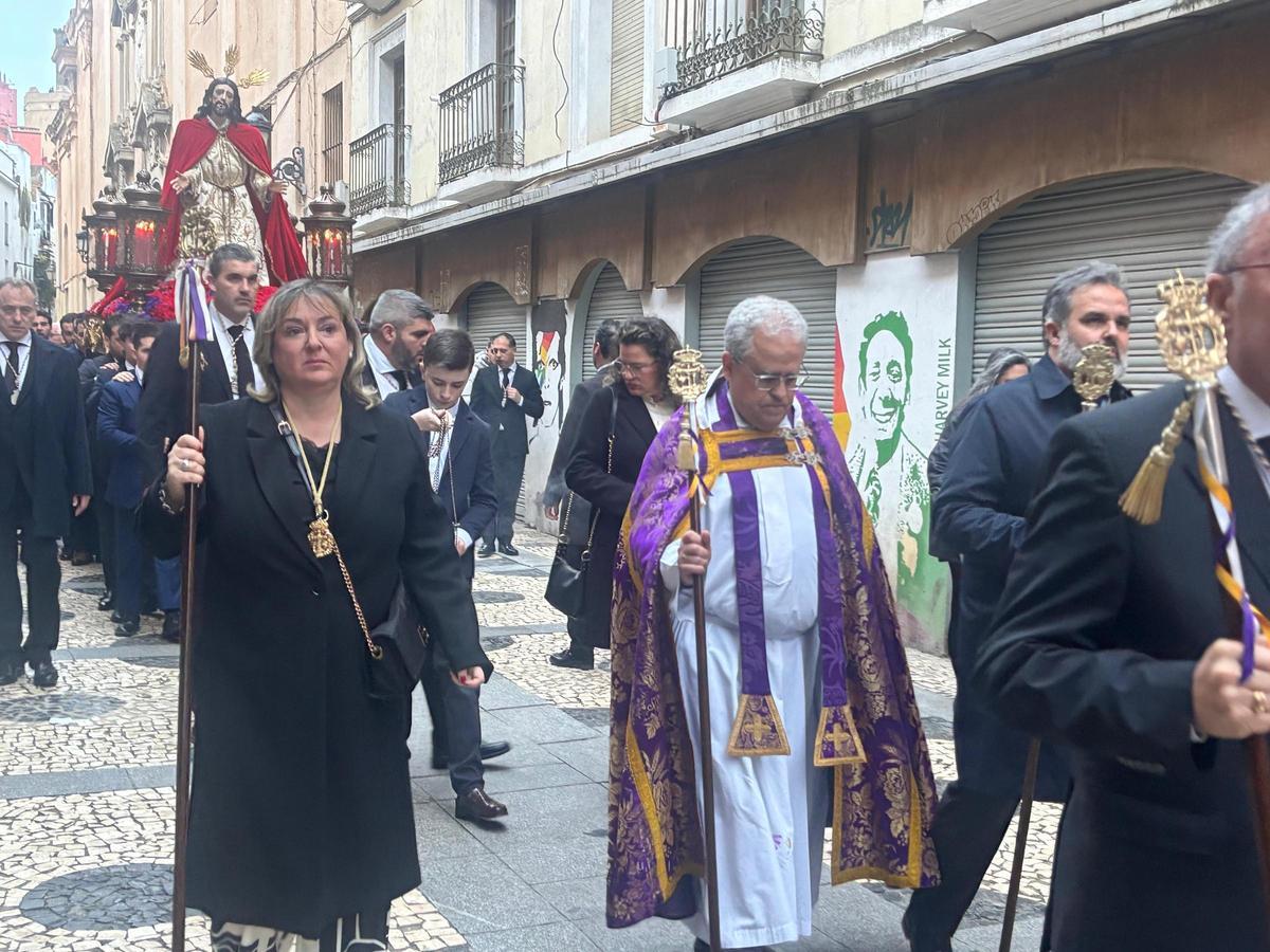 El Cristo de la Humildad durante su traslado a la catedral para el rezo del vía crucis.