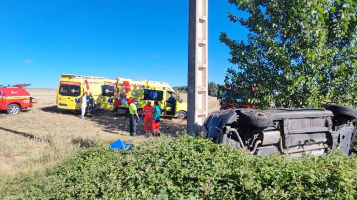 Accidente de tráfico en la autovía A-231, en el municipio leonés de Calzada del Coto, en el que una persona falleció y tres resultaron heridas