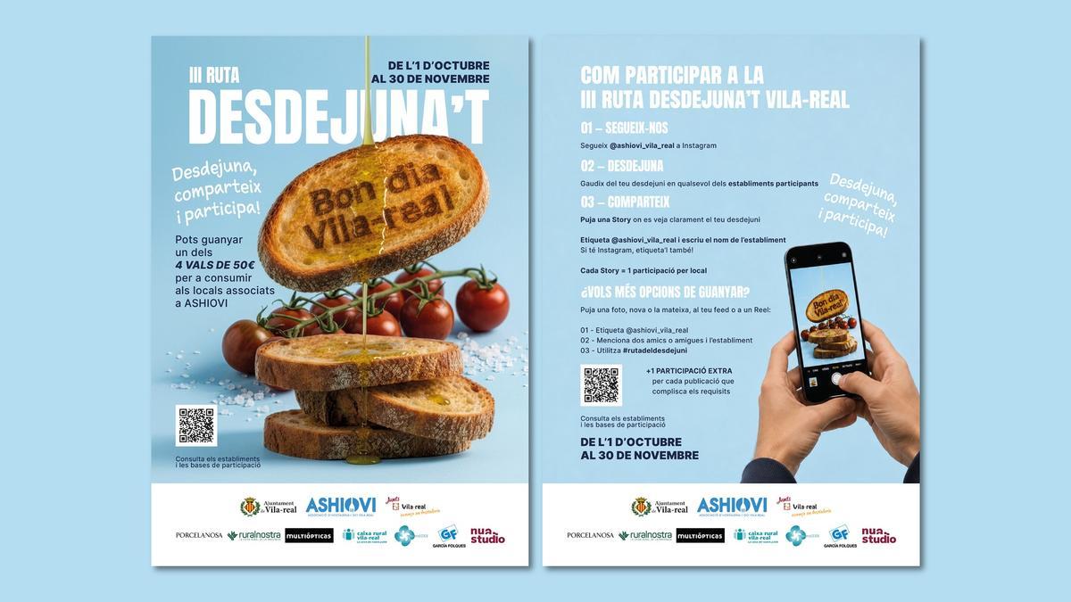 Cartel de la tercera ruta Desdejuna't en Vila-real.