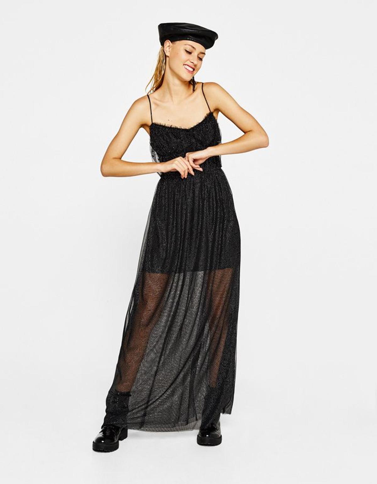 Colección de fiesta de Bershka: vestido largo con lentejuelas