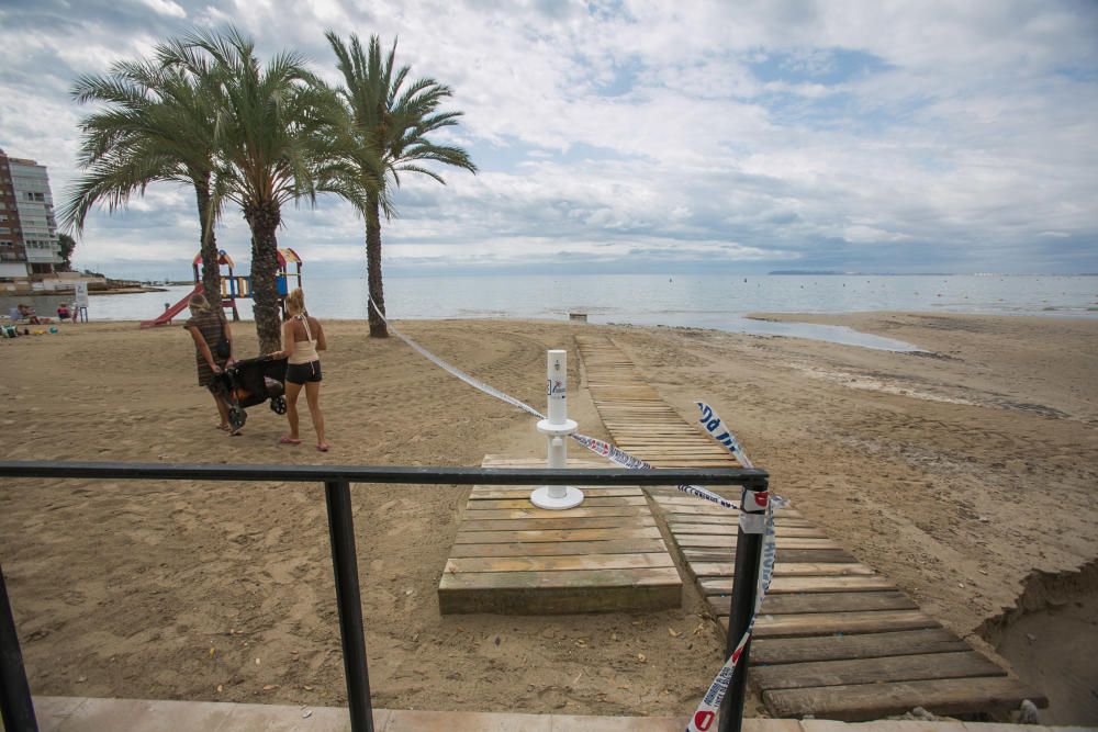 Daños en la playa de la Albufereta