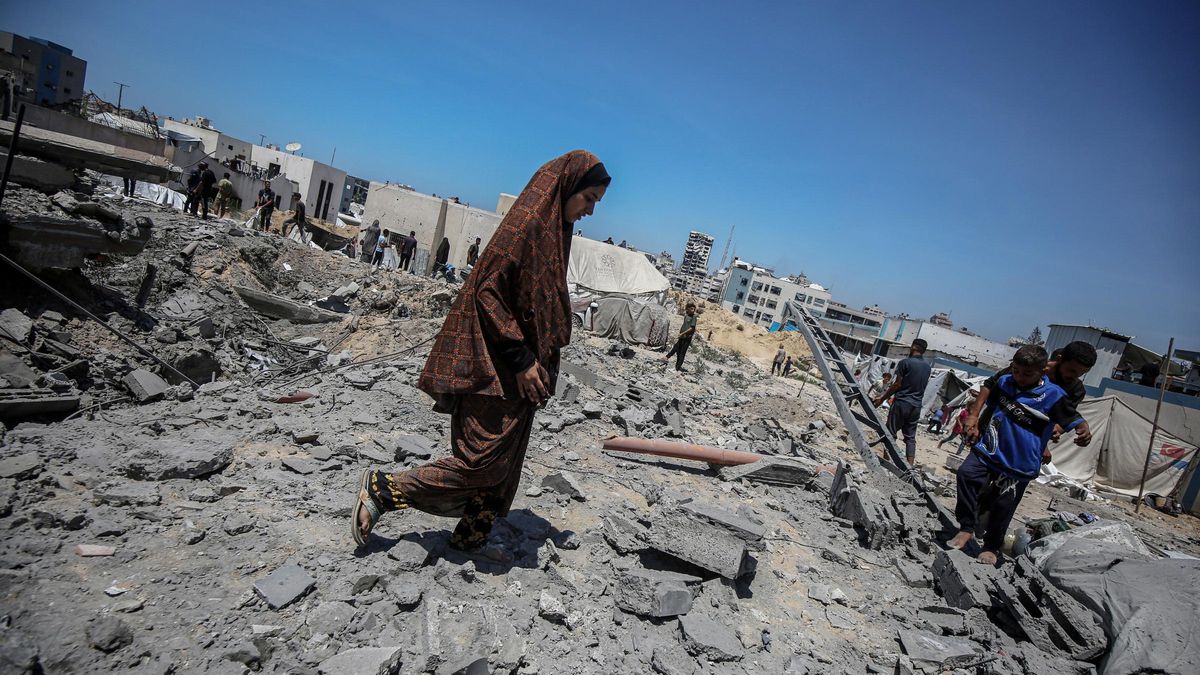 Imagen de archivo de bombardeos israelíes en Gaza