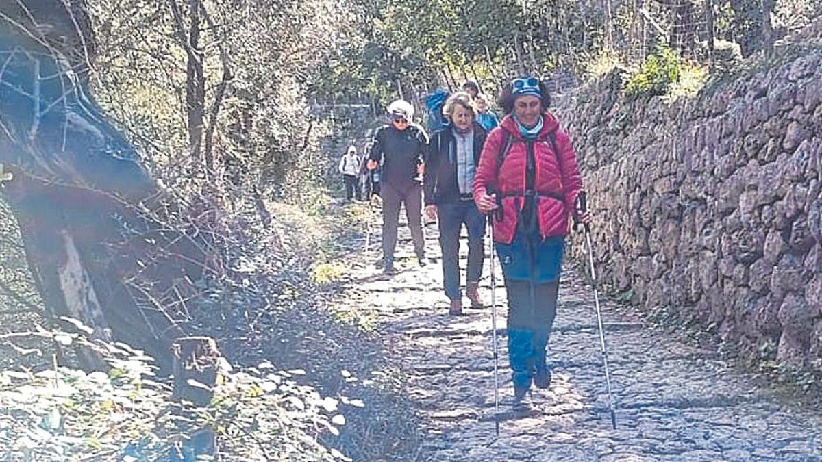 Más excursionistas por los caminos.