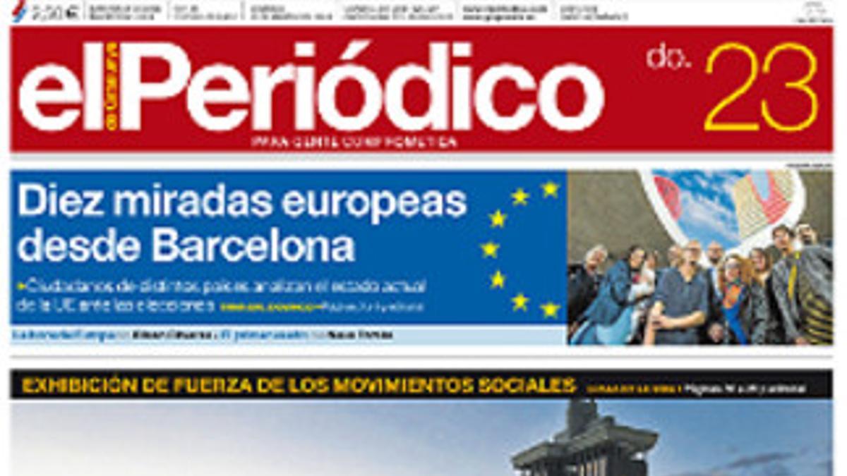 La portada de EL PERIÓDICO (23-3-2014).