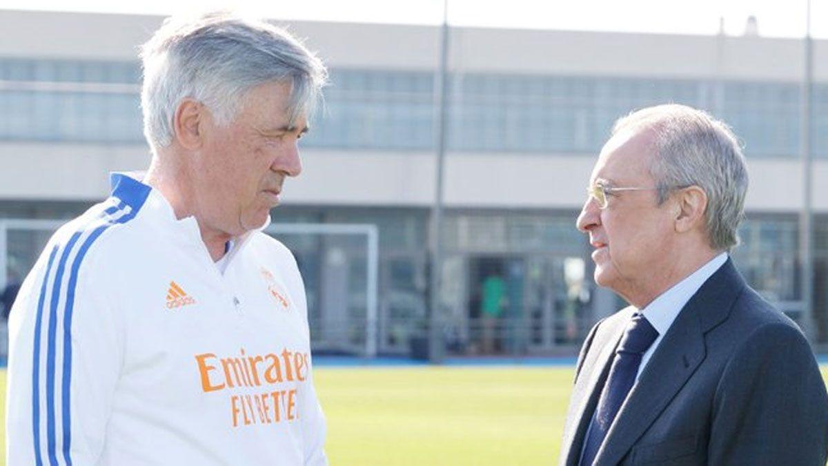 Florentino Pérez con Carlo Ancelotti.