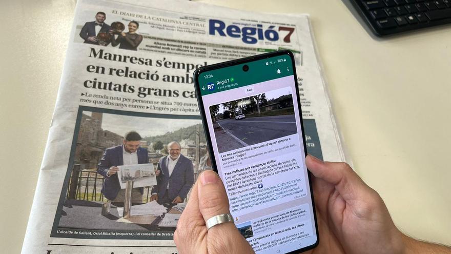 El nou canal de WhatsApp de Regió7 supera els 1.000 inscrits en una setmana