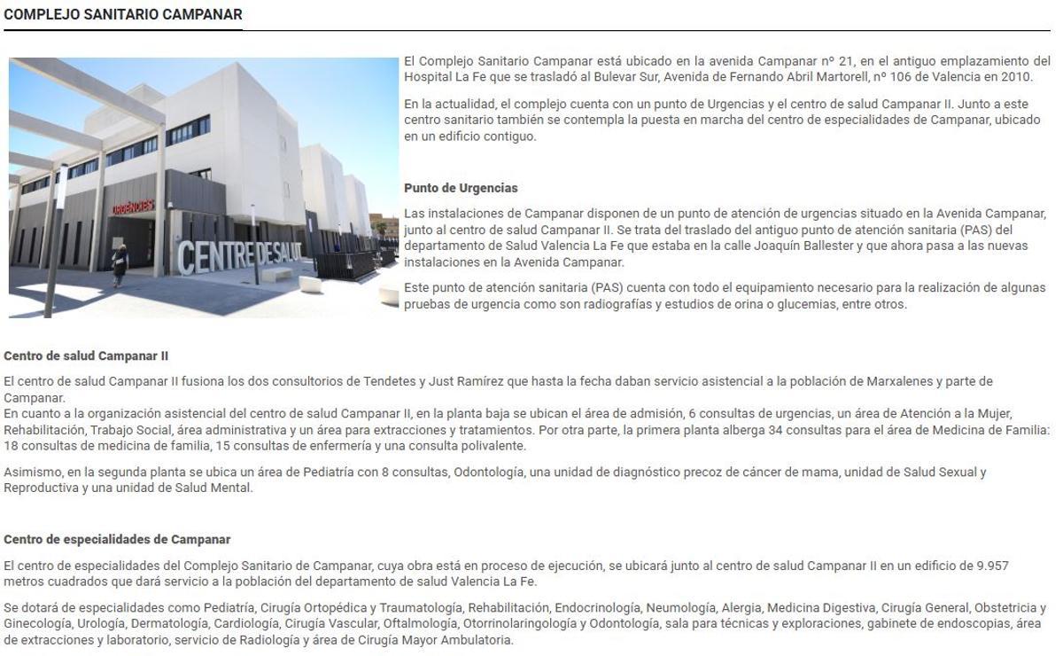 Web del complejo y sus edificios, sin referencias a Lluch.