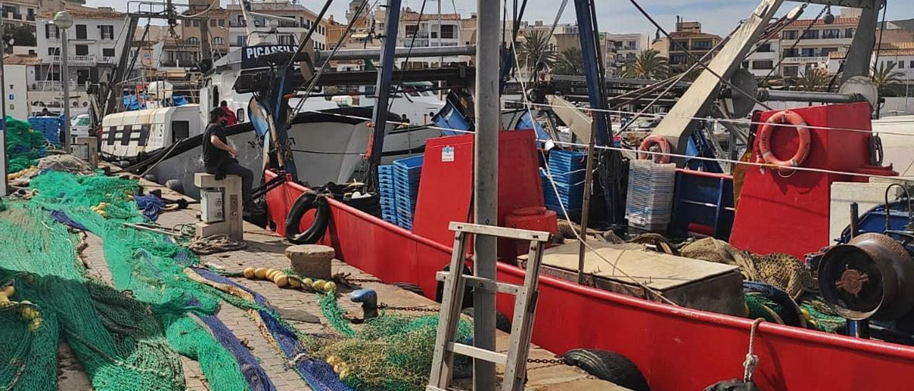 Los pescadores de embarcaciones de arrastre en el puerto de Cala Rajada.