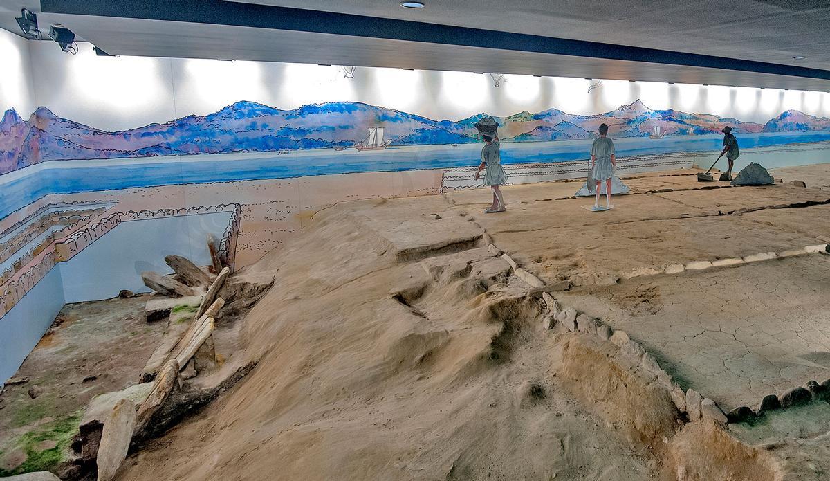 Recreación de las salinas romanas en el centro museístico de Rosalía de Castro