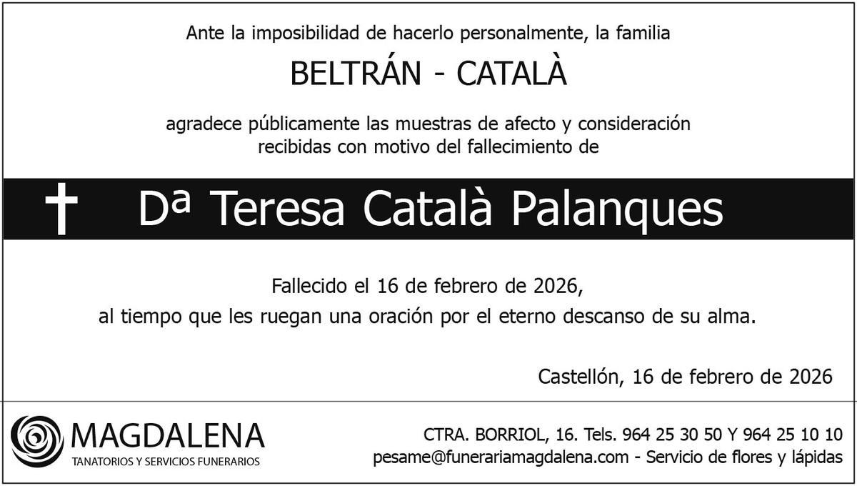 Dª Teresa Català Palanques
