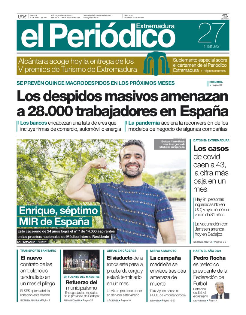 Consulta la portada correspondiente al día 27 de abril del 2021