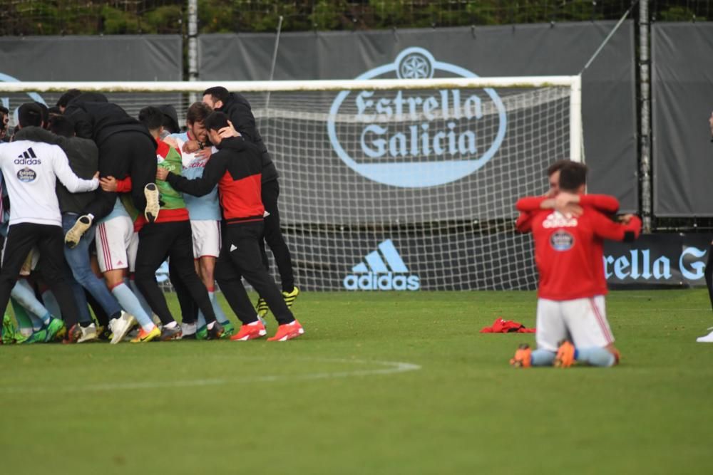 El filial celeste derrota en Barreiro al Guijuelo y aprovecha el empate entre el Rápido y el Navalcarnero para obtener el pase a la fase de ascenso.