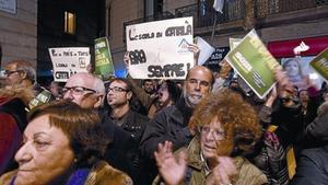 Manifestació de les escoles catalanes en defensa del sistema d’immersió, dilluns a Barcelona.