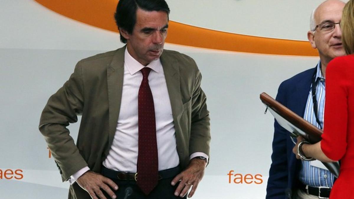 Aznar, durante la inauguración del campus de la FAES, el pasado mes de julio en Guadarrama (Madrid).