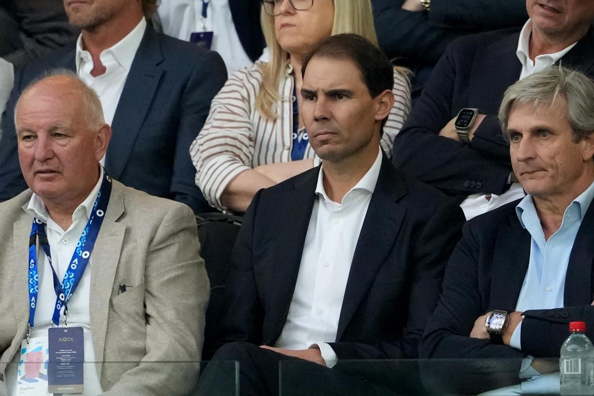 Rafa Nadal en el palco de autoridades durante la final del Abierto de Australia