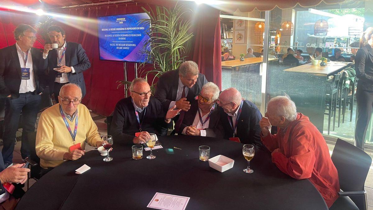 Joan Laporta con Minguella, Gaspart y Llopis