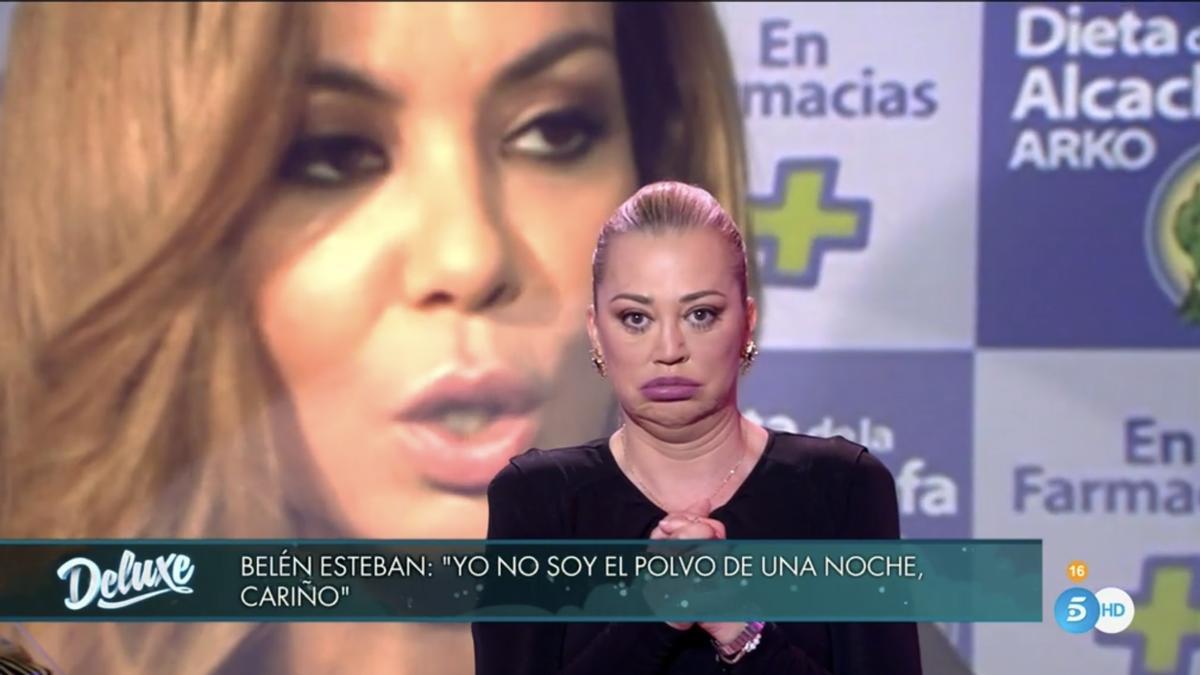 Belén Esteban contestando a María José Campanario. MEDIASET