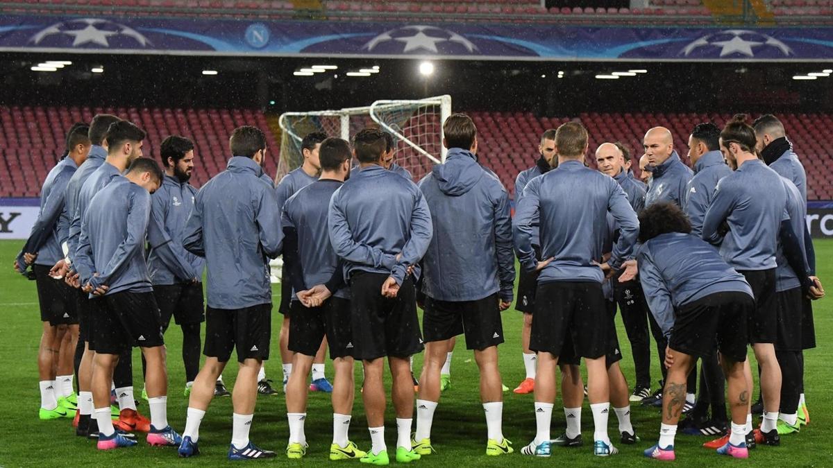 Entrenamiento del Madrid, en Nápoles