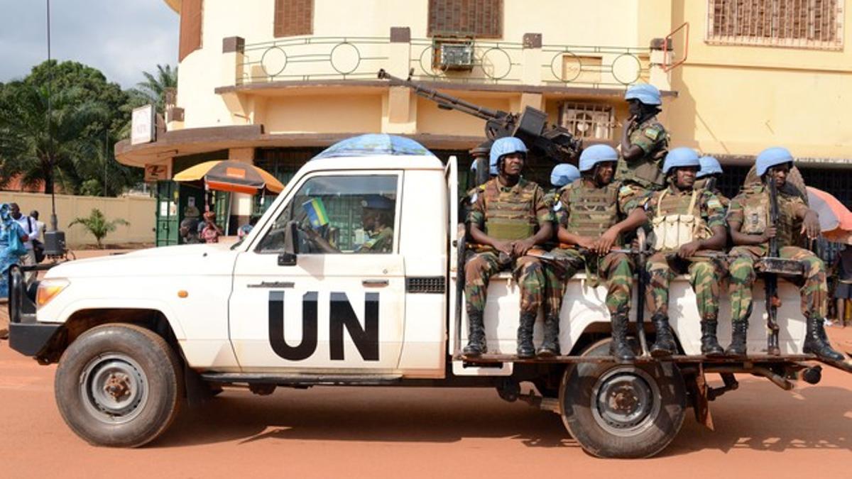 Imagen de archivo de un grupo de soldados ruandeses en la capital de la República Centroafricana, Bangui.