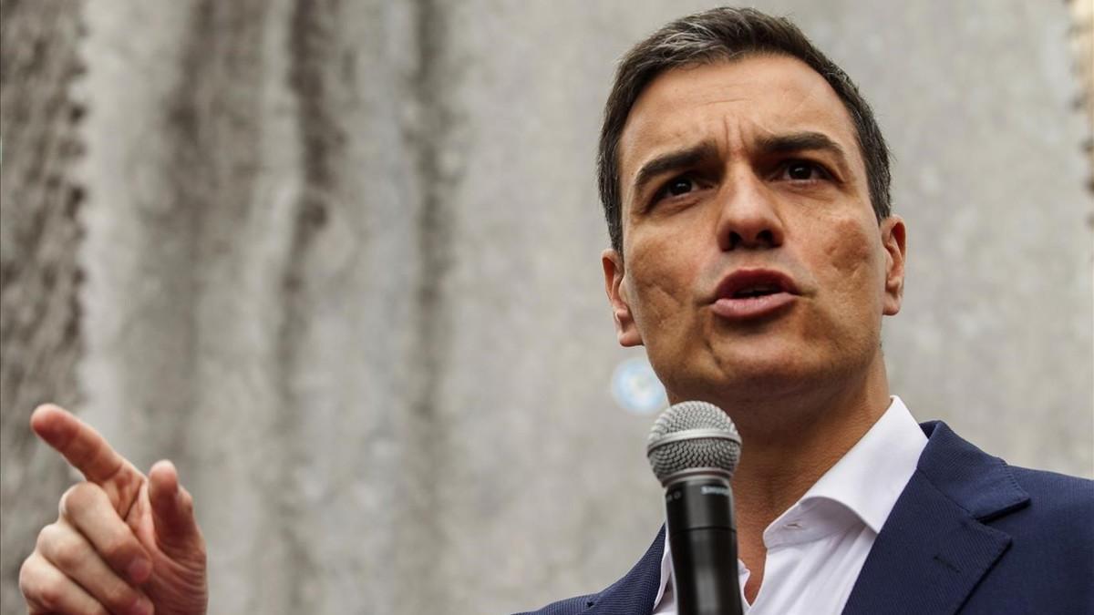 El líder del PSOE, Pedro Sánchez, este lunes en Vitoria.
