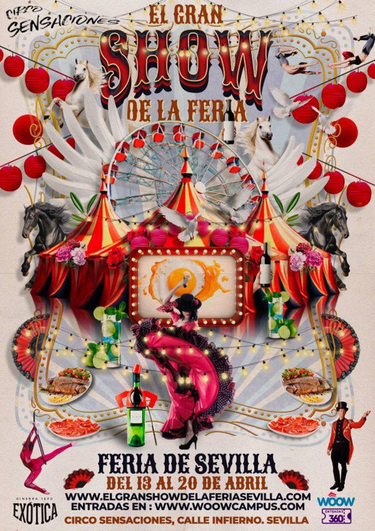 Cartel del Circo Sensaciones en la Feria de Sevilla