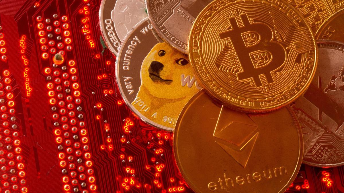 Recreación física de criptomonedas.