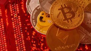Recreación física de criptomonedas.