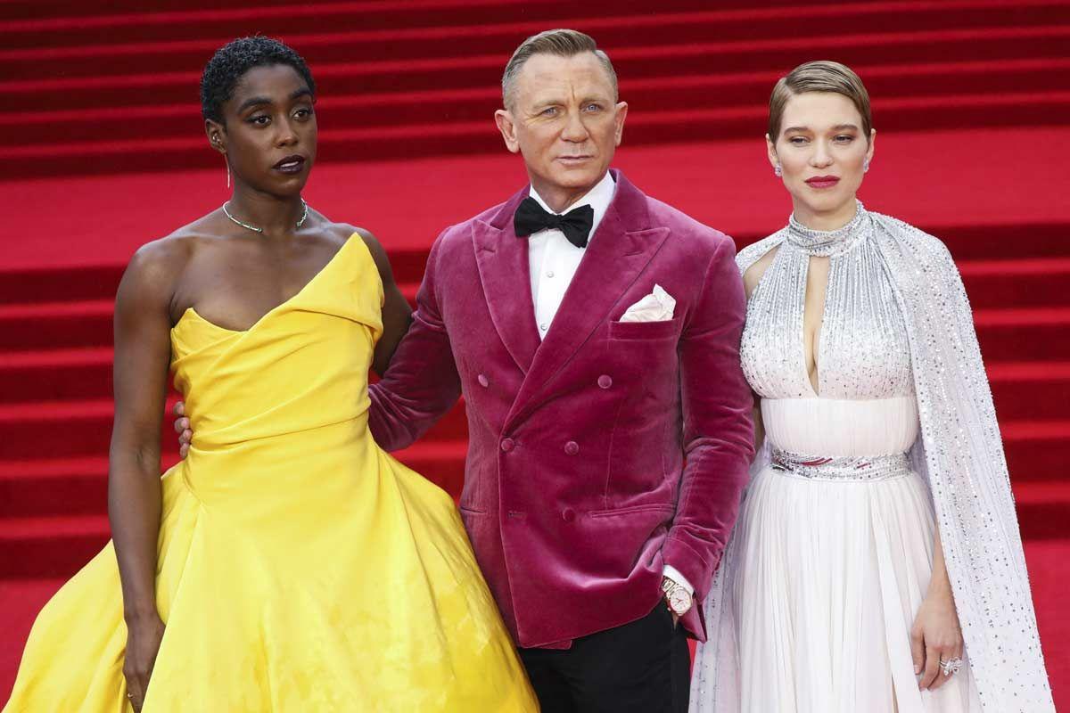 Lashana Lynch, Daniel Craig y Lea Seydoux en la premiere de 'No time to die' ('Sin tiempo para morir') de James Bond