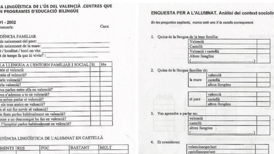 Cuestionarios de la época del PP de los cursos 2000-01 y 1999-00.
