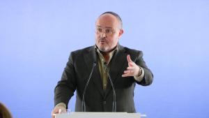 El presidente del PP en Catalunya, Alejandro Fernández, este sábado en Vilanova i la Geltrú.