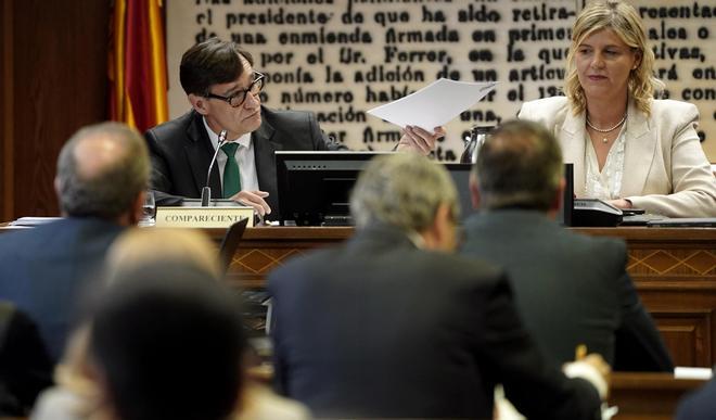 Salvador Illa, exministro, durante su comparecencia en el Senado en la Comisión sobre la venta de mascarillas.