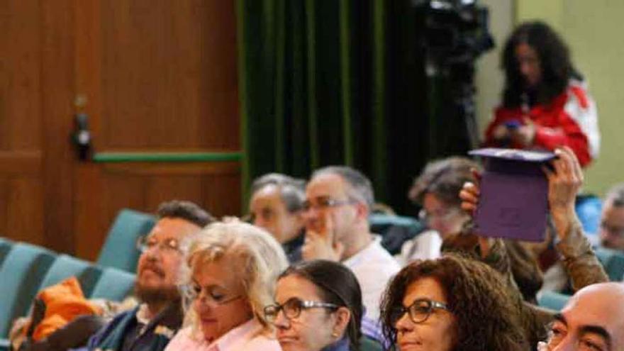 En el centro, Dolores Martín Albo, en un acto de Podemos.