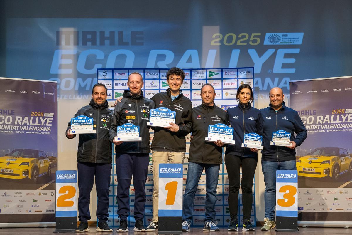 Podio de híbridos enchufables de Eco Rallye Comunitat Valenciana 2025.