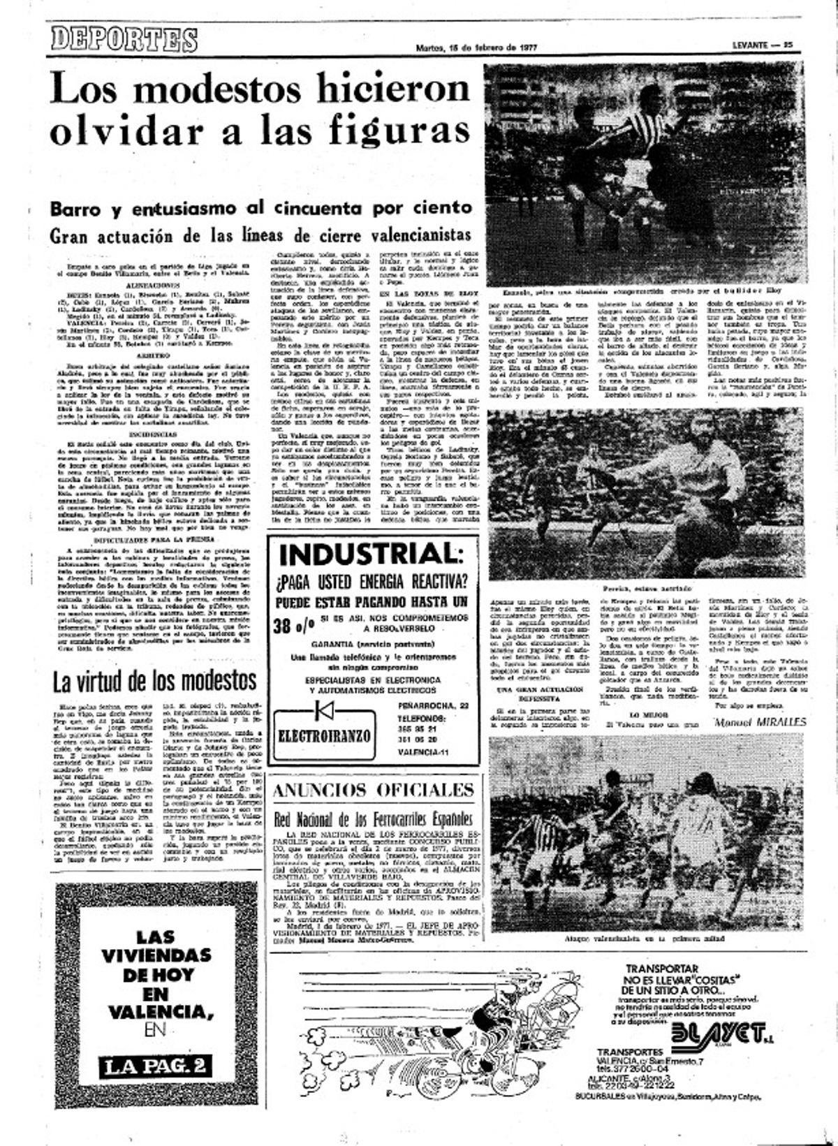Ejemplar de Levante-EMV del 15 de febrero de 1977