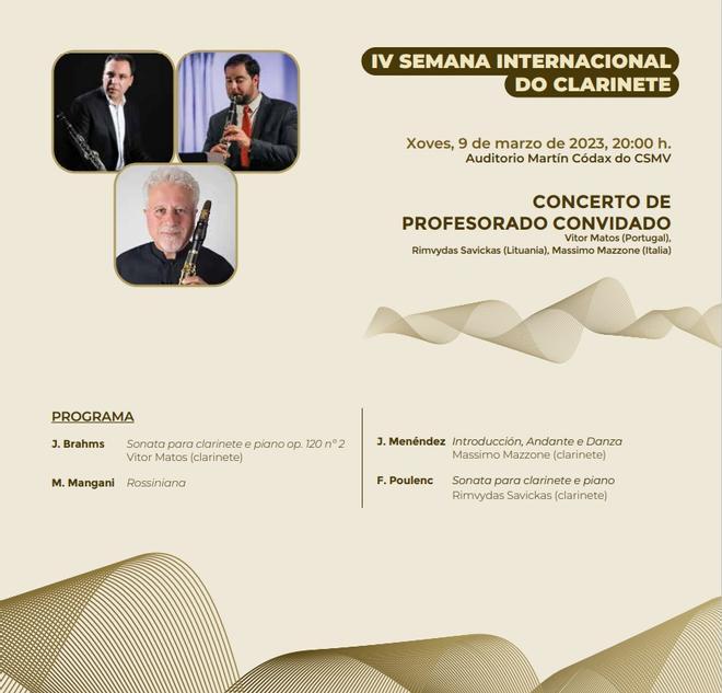 Programación completa de esta tarde para cerrar la IV Semana Internacional do Clarinete