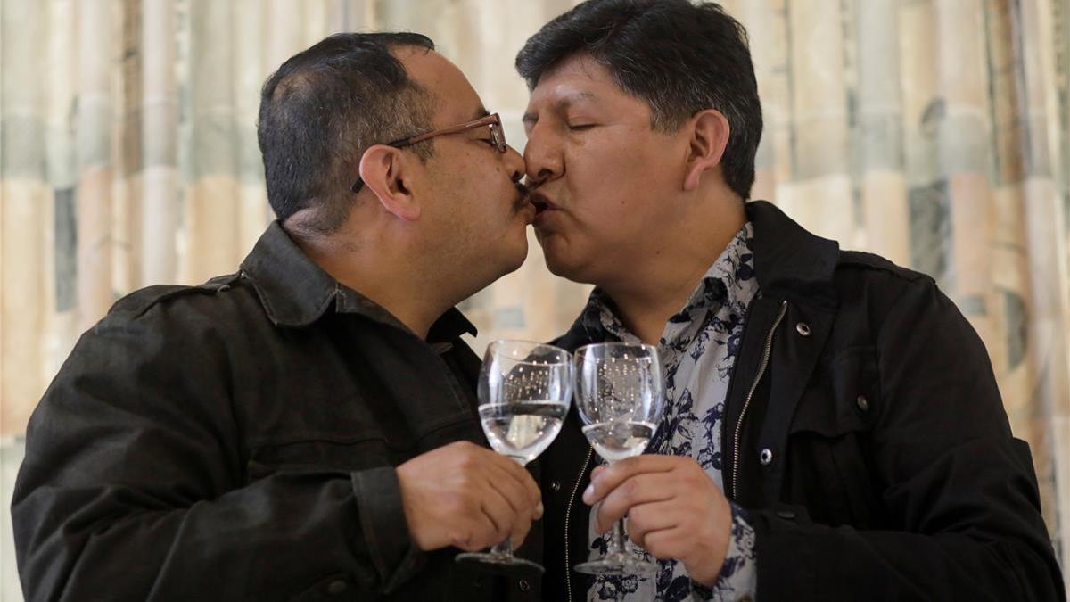 Guido Montano and David Aruquipa  a couple and members of the LGBT movement  kiss after a news conference where the first same-sex civil union was recognised by the Bolivian Civil Registry in La Paz  Bolivia  December 11  2020  REUTERS David Mercado     TPX IMAGES OF THE DAY