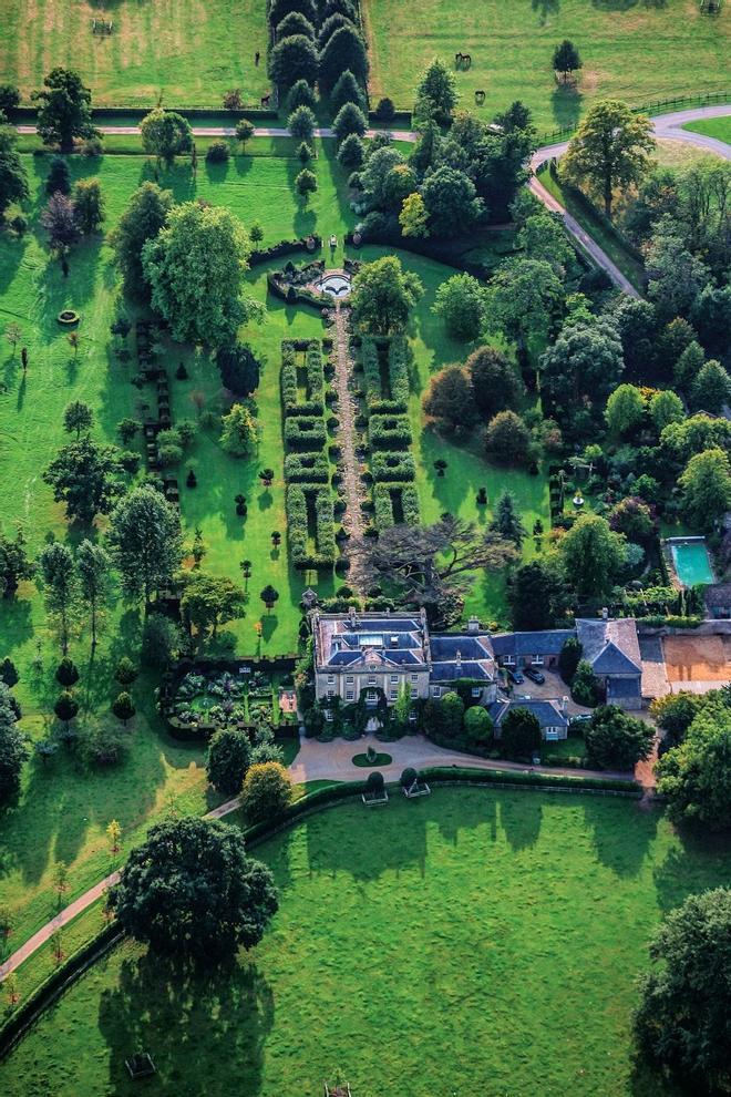 Vista aérea de Highgrove y sus jardines, Reino Unido, Paisajes reales