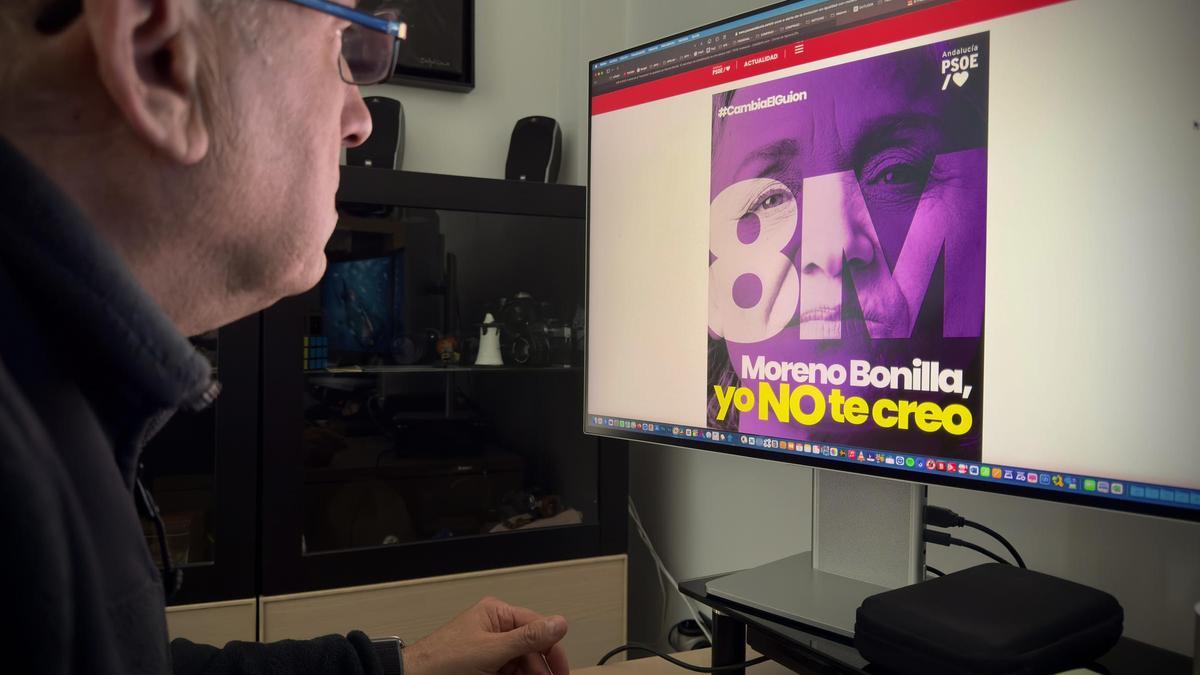 Una imagen de la campaña del PSOE-A contra Moreno por el 8M.
