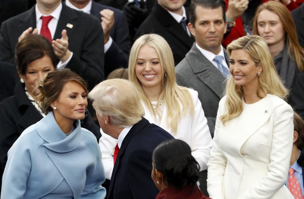 Donald Trump greets his wife Melania and his ...