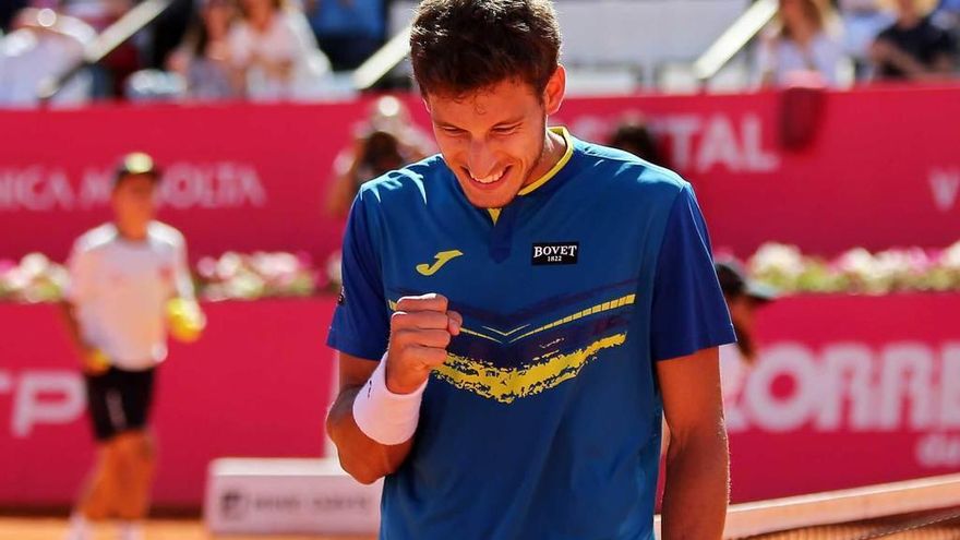 Pablo Carreño celebra la victoria en su semifinal ante David Ferrer.