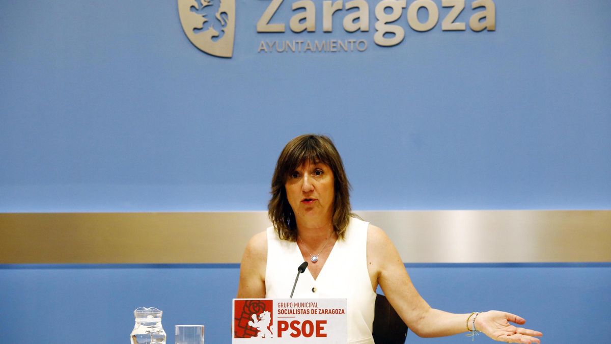 La portavoz del PSOE en Zaragoza, este martes en rueda de prensa.