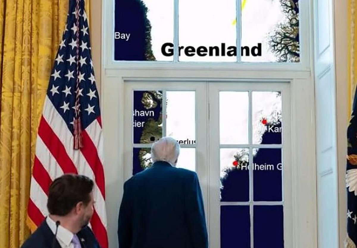 Imagen generada con IA con la que Trump promueve la anexión de Groenlandia por parte de EEUU.