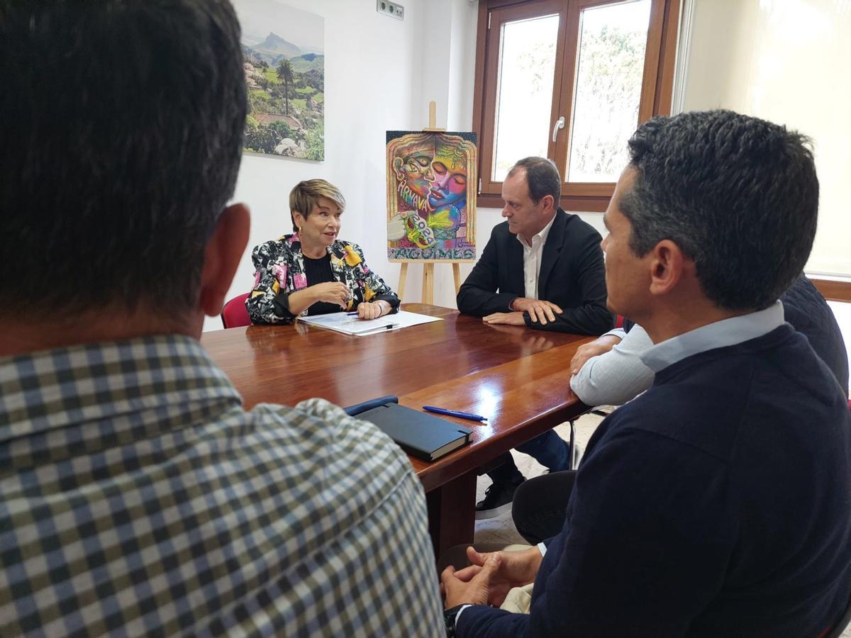 Gil, presidenta de constructores de Las Palmas y Hernández, alcalde de Agüimes, en la reunión.