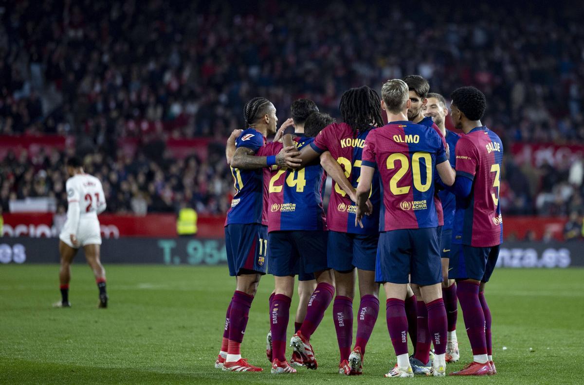 El último partido que los azulgranas jugaron en la Liga contra el Sevilla